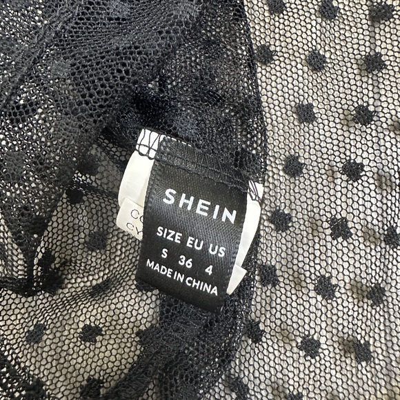 Polka Dot Ruffle Blouse S Sheer SHEIN Top Small - Picture 4 of 7